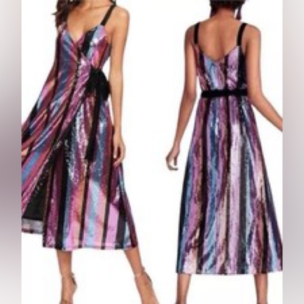 Zara Vibrant Sequin Wrap Midi Dress